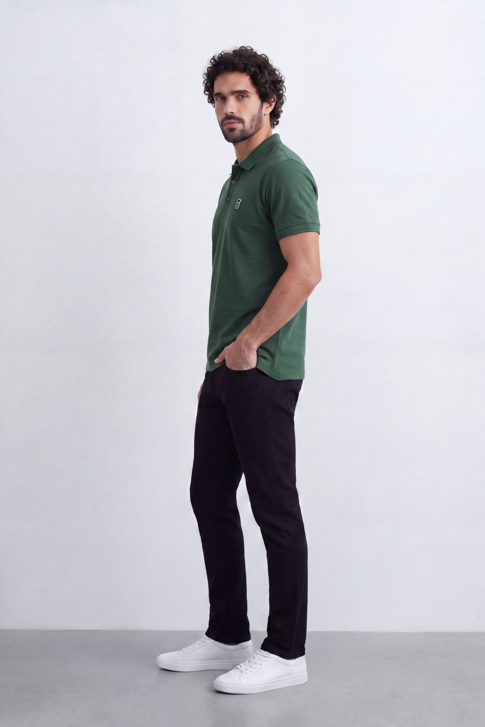 Men's Tomato Store Premium Polo T-Shirt Signature Bear Embroidery Classic Button Placket Clean Collar Detail Slim Fit