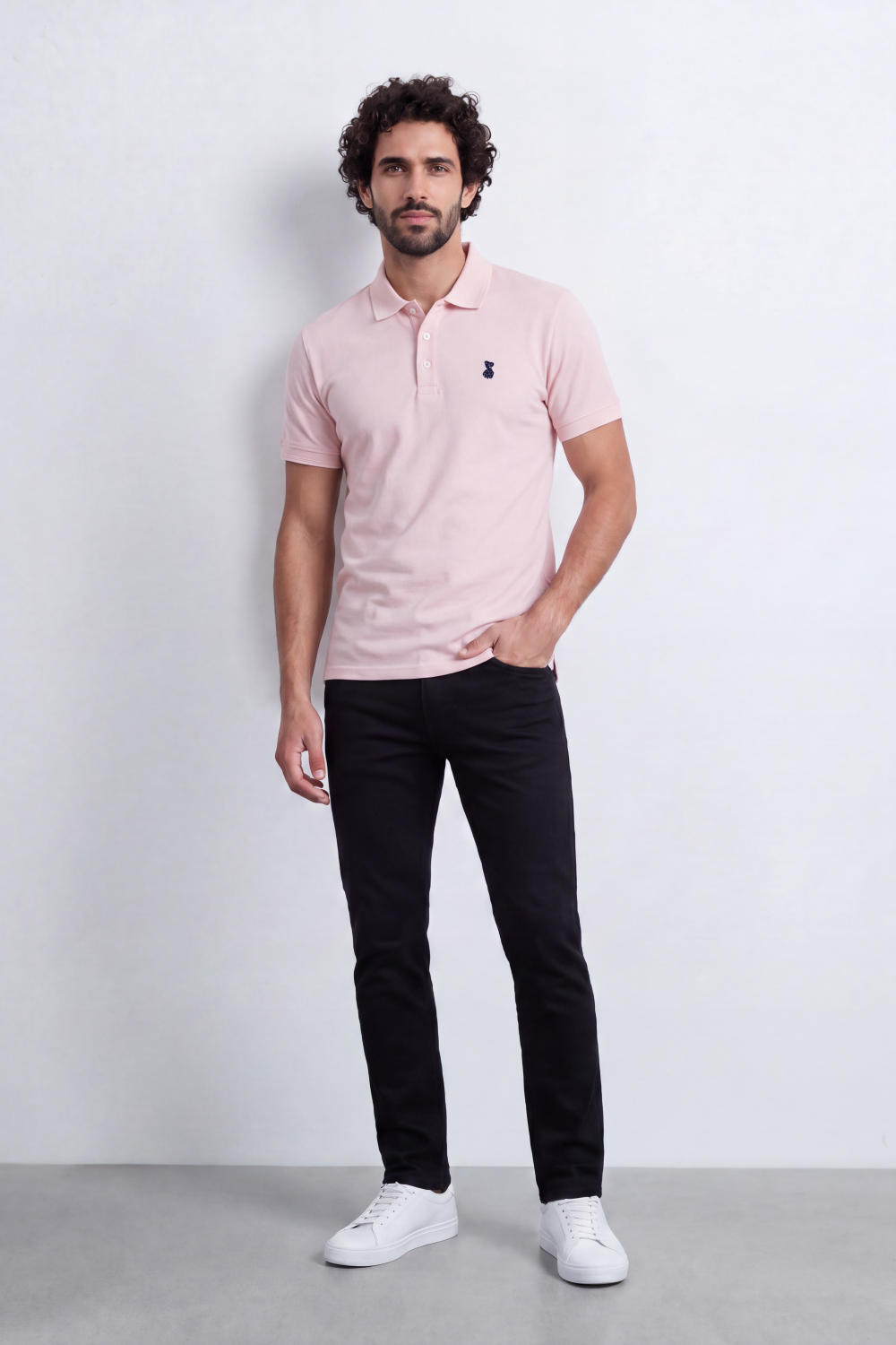 Men's Tomato Store Premium Polo T-Shirt Signature Bear Embroidery Classic Button Placket Clean Collar Detail Slim Fit