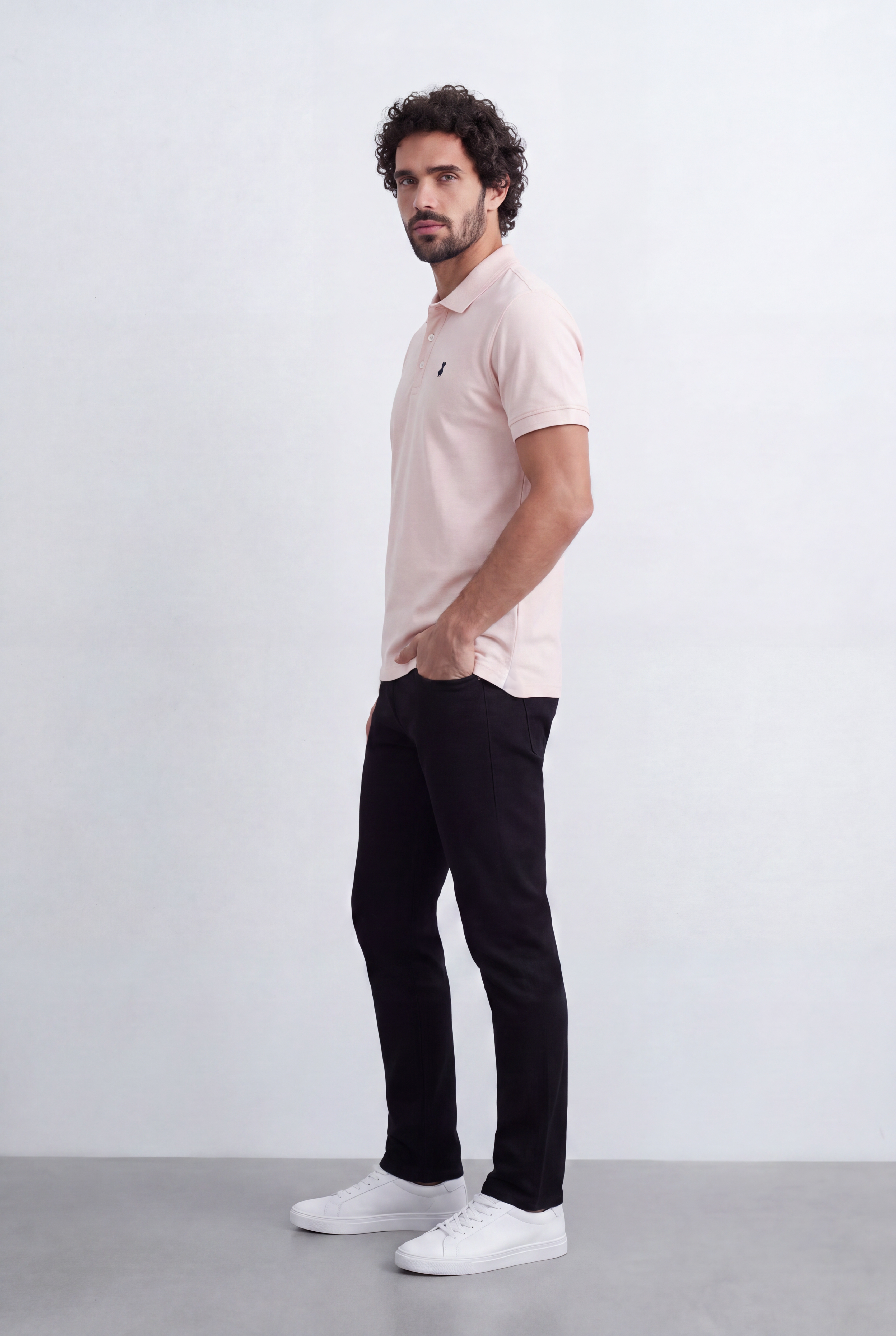Men's Tomato Store Premium Polo T-Shirt Signature Bear Embroidery Classic Button Placket Clean Collar Detail Slim Fit