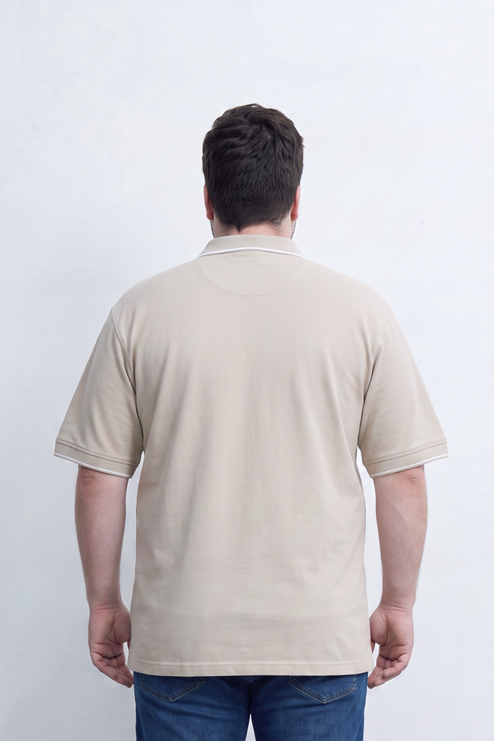 Men's Tomato Store Big Size Slim Fit Polo Shirt Contrast Tipped Collar And Cuffs Three-Button Placket