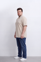 Men's Tomato Store Big Size Slim Fit Polo Shirt Contrast Tipped Collar And Cuffs Three-Button Placket