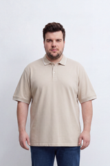 Men's Tomato Store Big Size Slim Fit Polo Shirt Contrast Tipped Collar And Cuffs Three-Button Placket