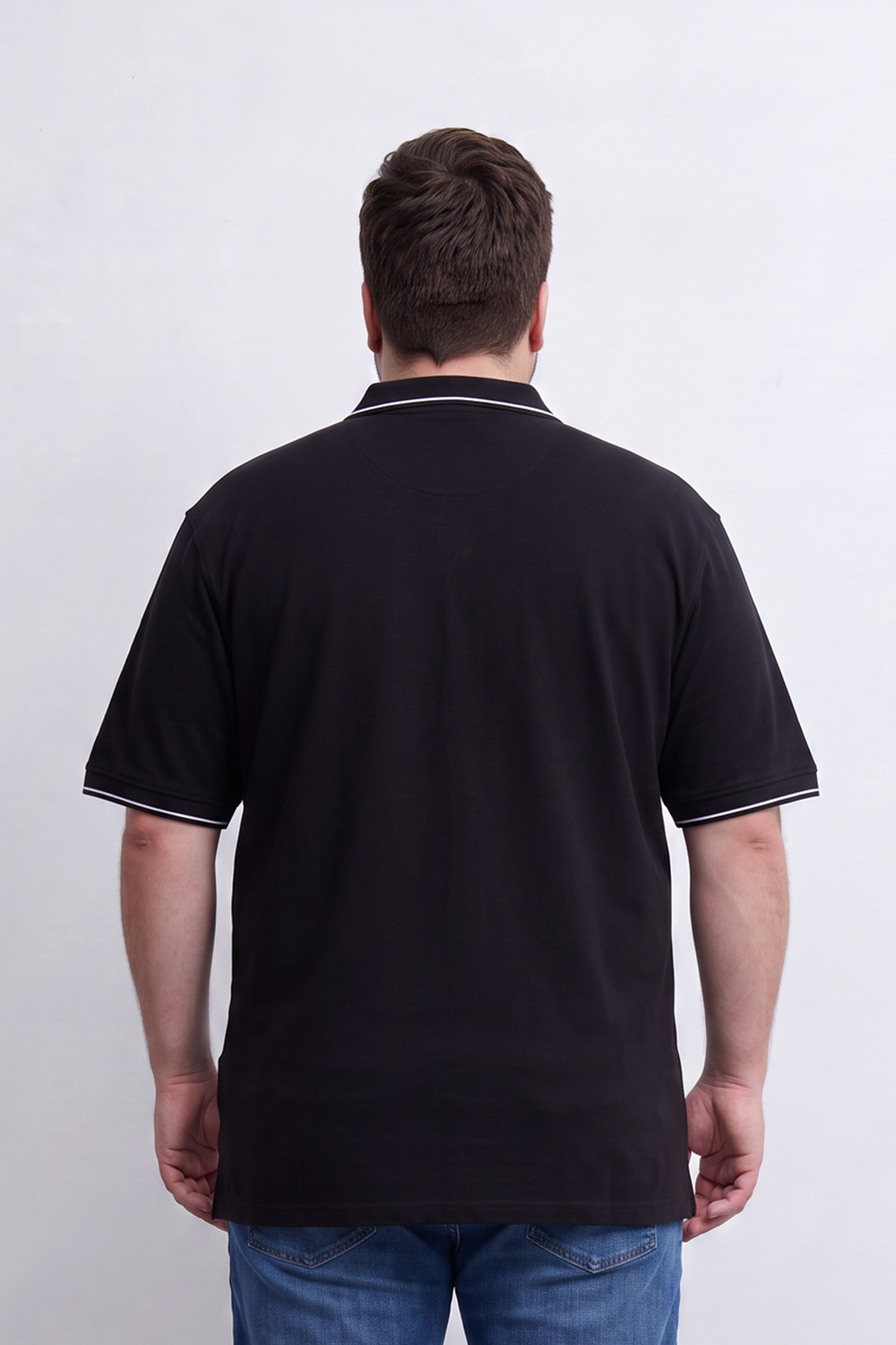 Men's Tomato Store Big Size Slim Fit Polo Shirt Contrast Tipped Collar And Cuffs Three-Button Placket