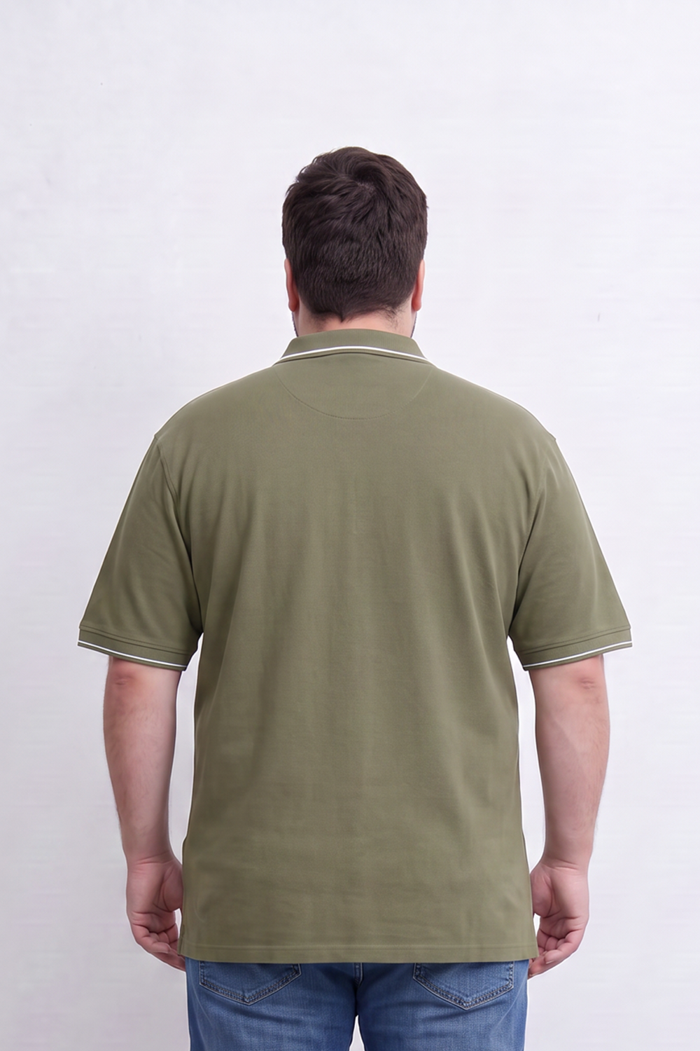 Men's Tomato Store Big Size Slim Fit Polo Shirt Contrast Tipped Collar And Cuffs Three-Button Placket