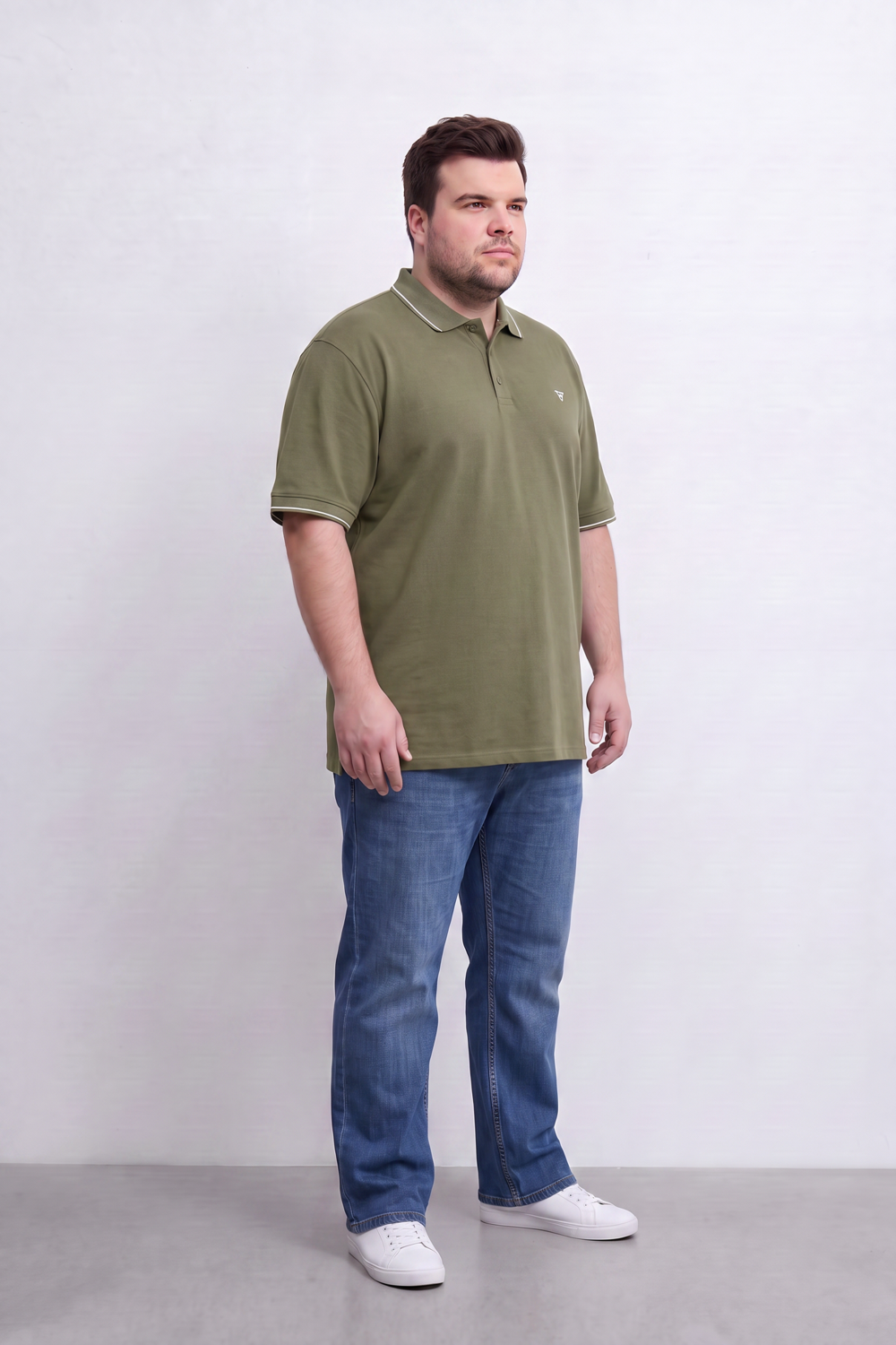 Men's Tomato Store Big Size Slim Fit Polo T-Shirt Contrast Tipped Collar And Cuffs Three-Button Placket