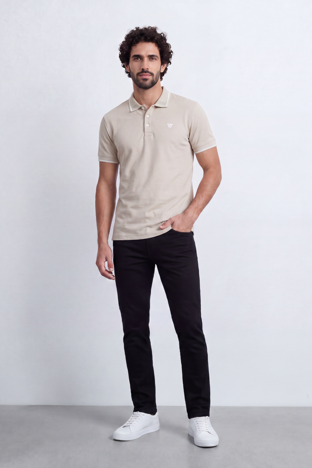 Men's Tomato Store Slim Fit Half Sleeve Polo T-Shirt With Contrast Tipping Details And Classic Button Placket