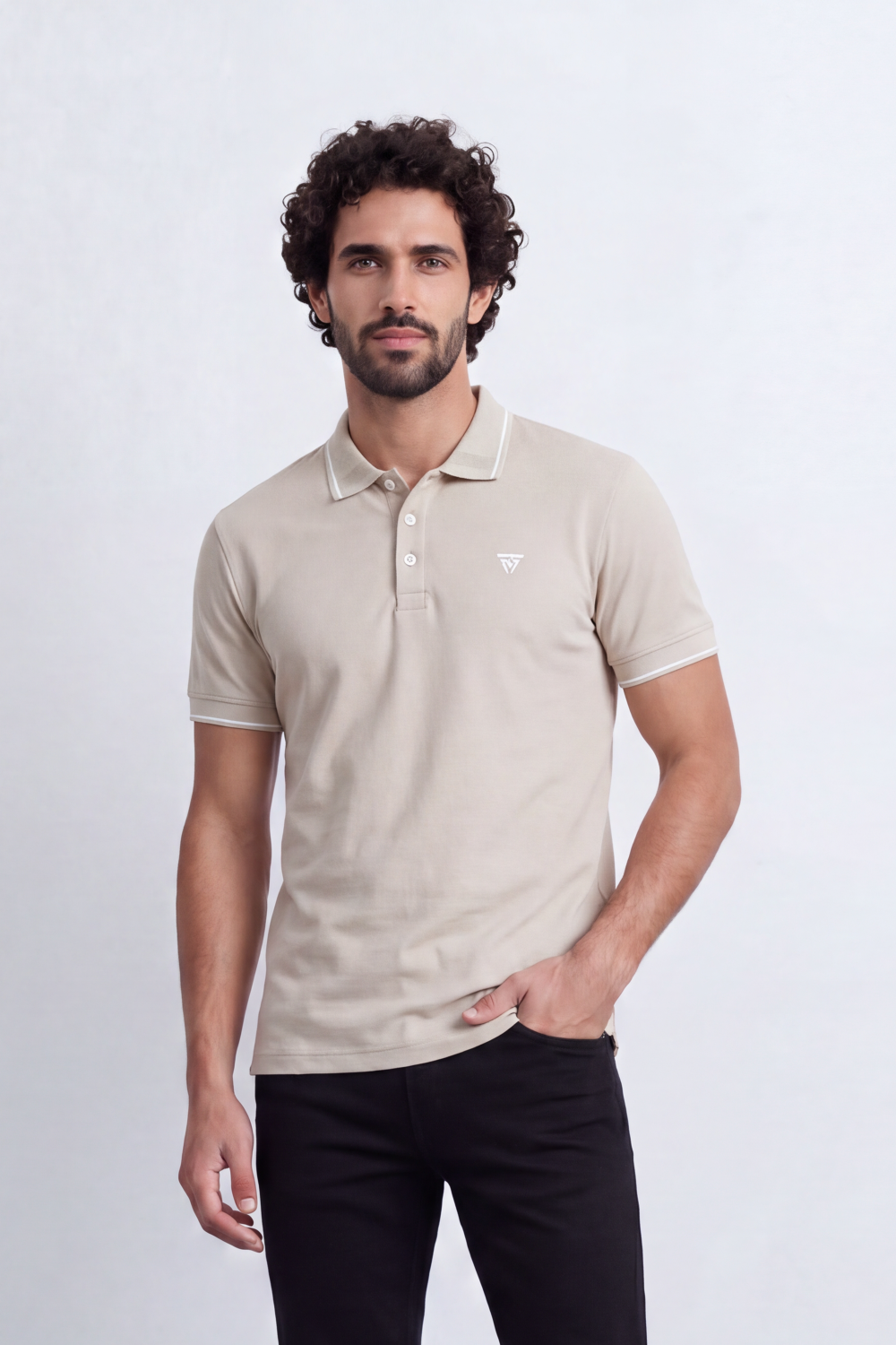 Men's Tomato Store Slim Fit Half Sleeve Polo T-Shirt With Contrast Tipping Details And Classic Button Placket