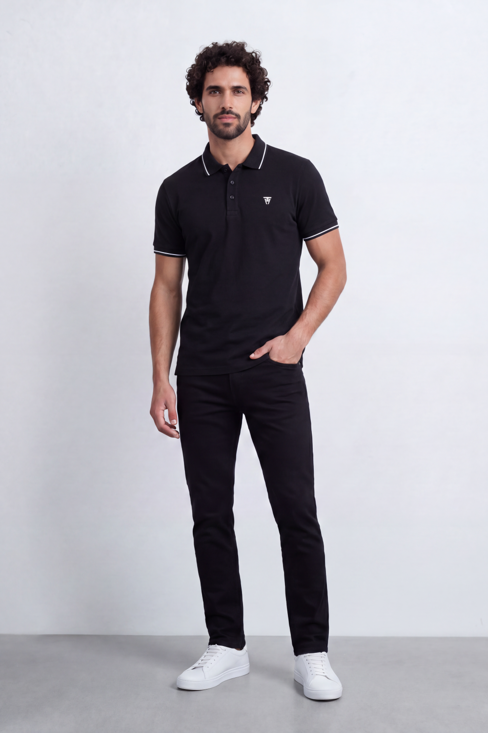 Men's Tomato Store Slim Fit Half Sleeve Polo T-Shirt With Contrast Tipping Details And Classic Button Placket