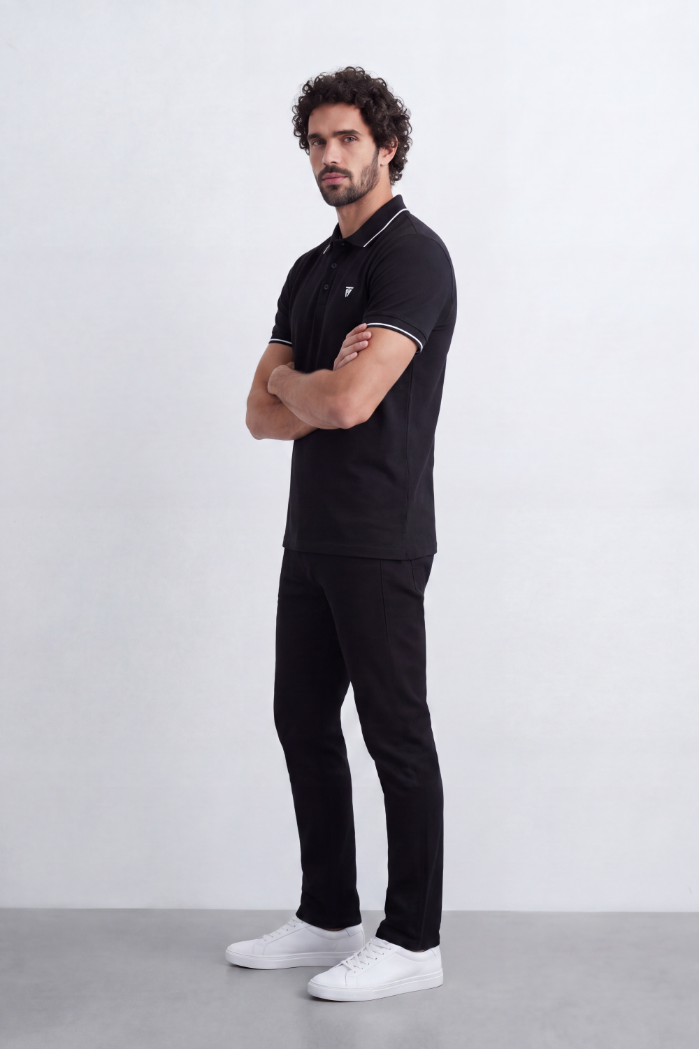 Men's Tomato Store Slim Fit Half Sleeve Polo T-Shirt With Contrast Tipping Details And Classic Button Placket