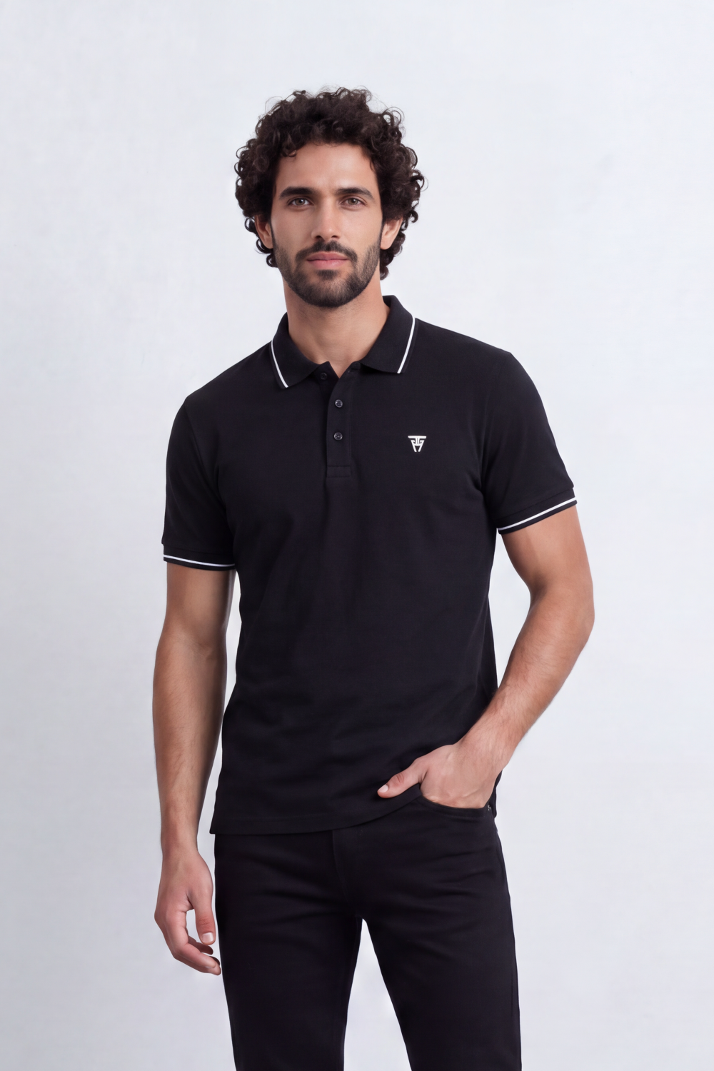 Men's Tomato Store Slim Fit Half Sleeve Polo T-Shirt With Contrast Tipping Details And Classic Button Placket