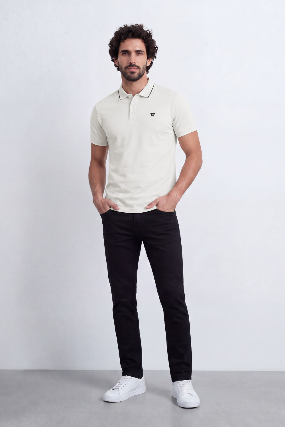 Men's Tomato Store Slim Fit Half Sleeve Polo T-Shirt With Contrast Tipping Details And Classic Button Placket