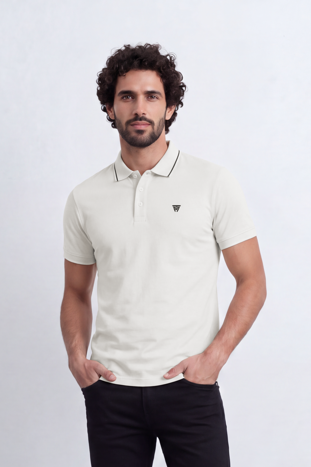 Men's Tomato Store Slim Fit Half Sleeve Polo T-Shirt With Contrast Tipping Details And Classic Button Placket