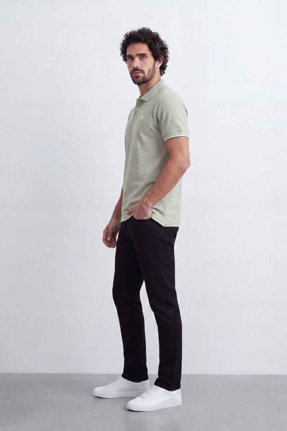 Men's Tomato Store Slim Fit Half Sleeve Polo T-Shirt With Contrast Tipping Details And Classic Button Placket