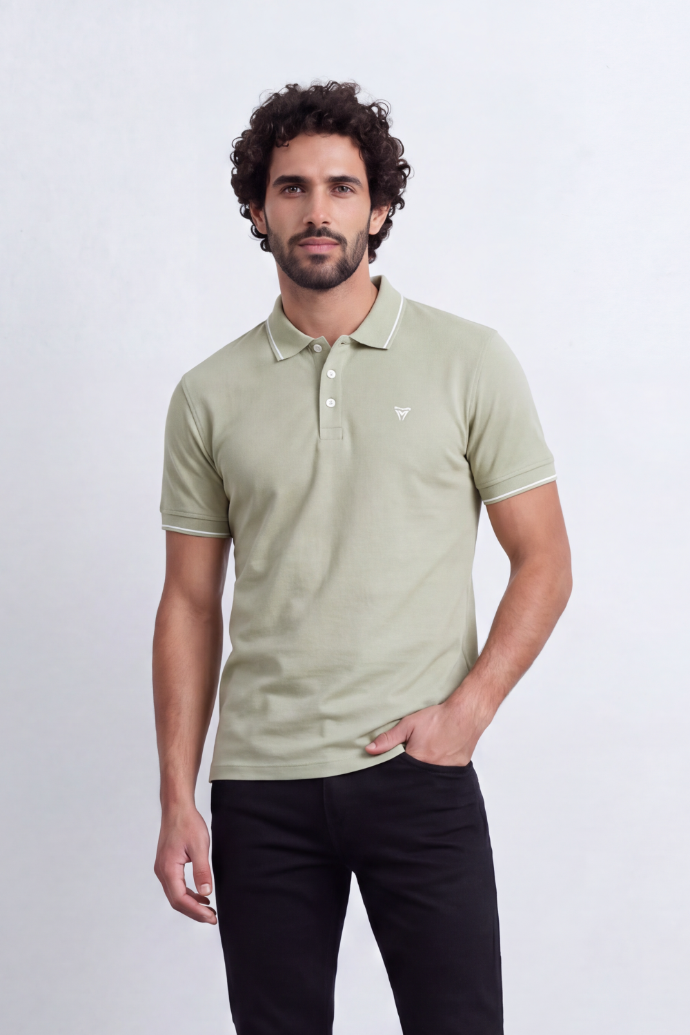 Men's Tomato Store Slim Fit Half Sleeve Polo T-Shirt With Contrast Tipping Details And Classic Button Placket