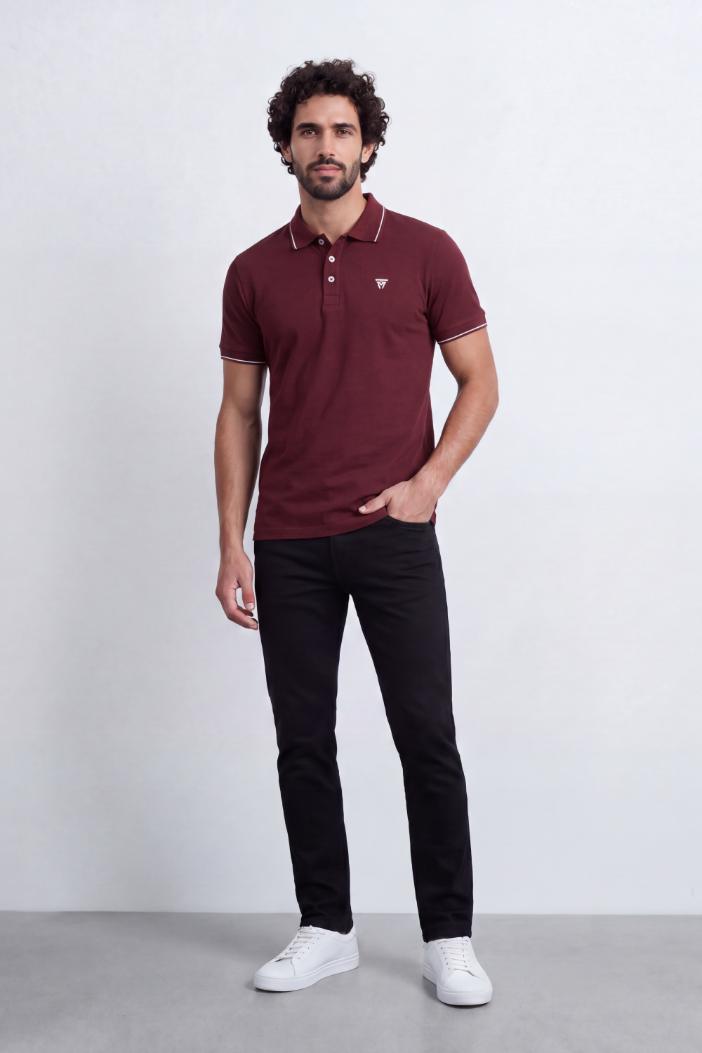 Men's Tomato Store Slim Fit Half Sleeve Polo T-Shirt With Contrast Tipping Details And Classic Button Placket