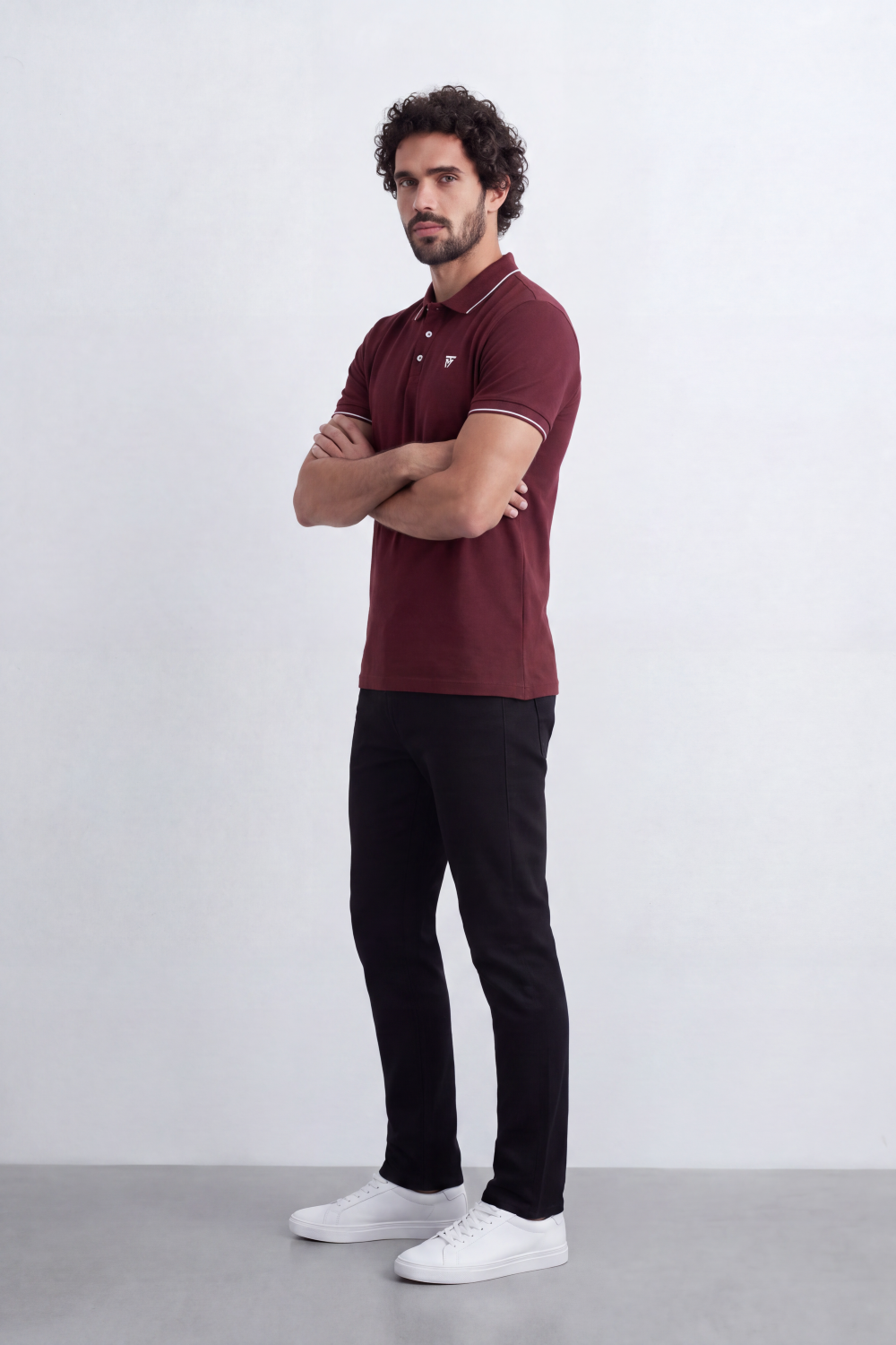 Men's Tomato Store Slim Fit Half Sleeve Polo T-Shirt With Contrast Tipping Details And Classic Button Placket