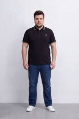 Men's Tomato Store Big Size Polo T-Shirt Contrast Stripe Collar And Cuffs Embroidered Slim Fit