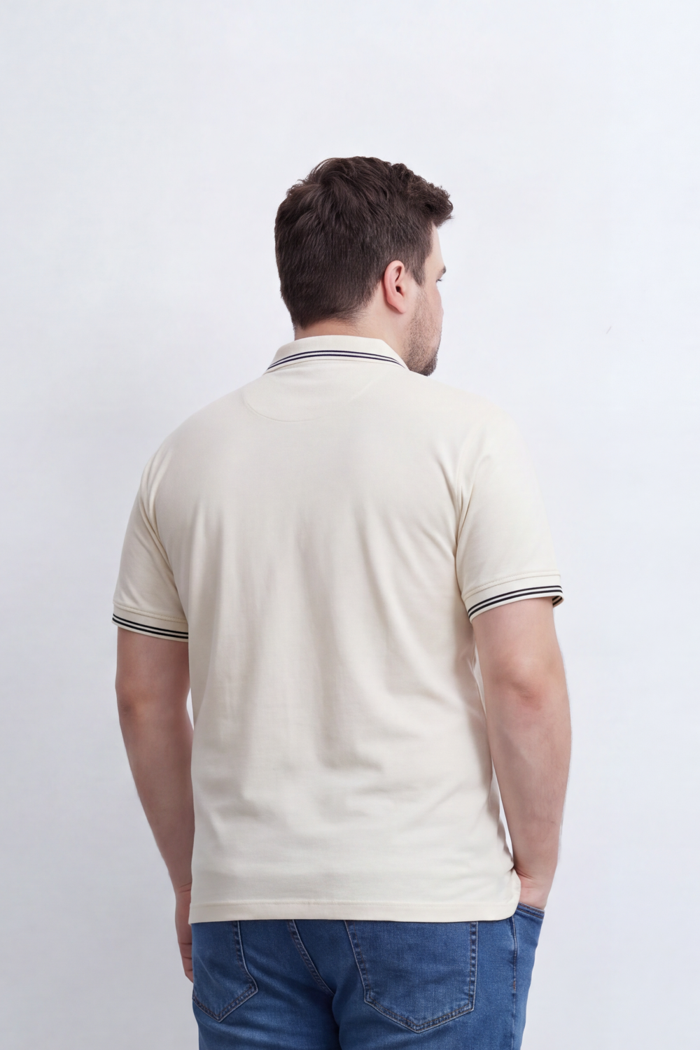Men's Tomato Store Big Size Polo T-Shirt Contrast Stripe Collar And Cuffs Embroidered Slim Fit