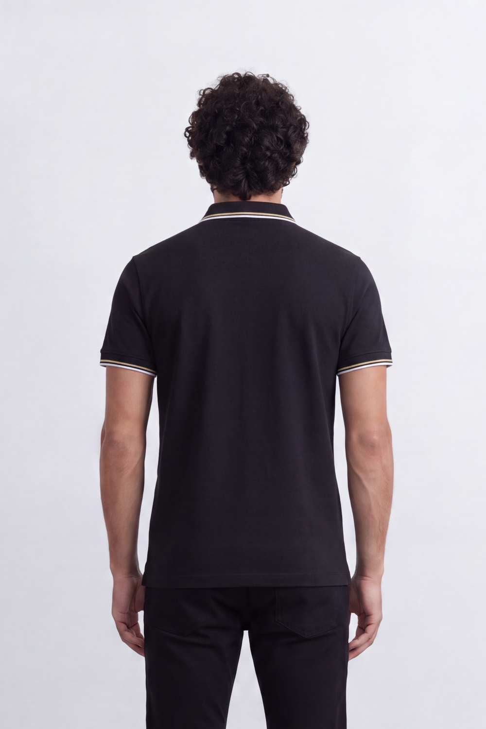 Men's Tomato Store Premium Pique Polo T-Shirt Contrast Tipped Collar And Cuffs Embroidered Three-Button Slim Fit