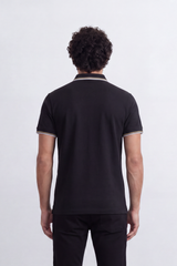 Men's Tomato Store Premium Pique Polo T-Shirt Contrast Tipped Collar And Cuffs Embroidered Three-Button Slim Fit