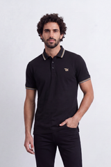 Men's Tomato Store Premium Pique Polo T-Shirt Contrast Tipped Collar And Cuffs Embroidered Three-Button Slim Fit