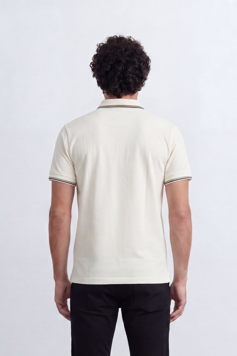 Men's Tomato Store Premium Pique Polo T-Shirt Contrast Tipped Collar And Cuffs Embroidered Three-Button Slim Fit