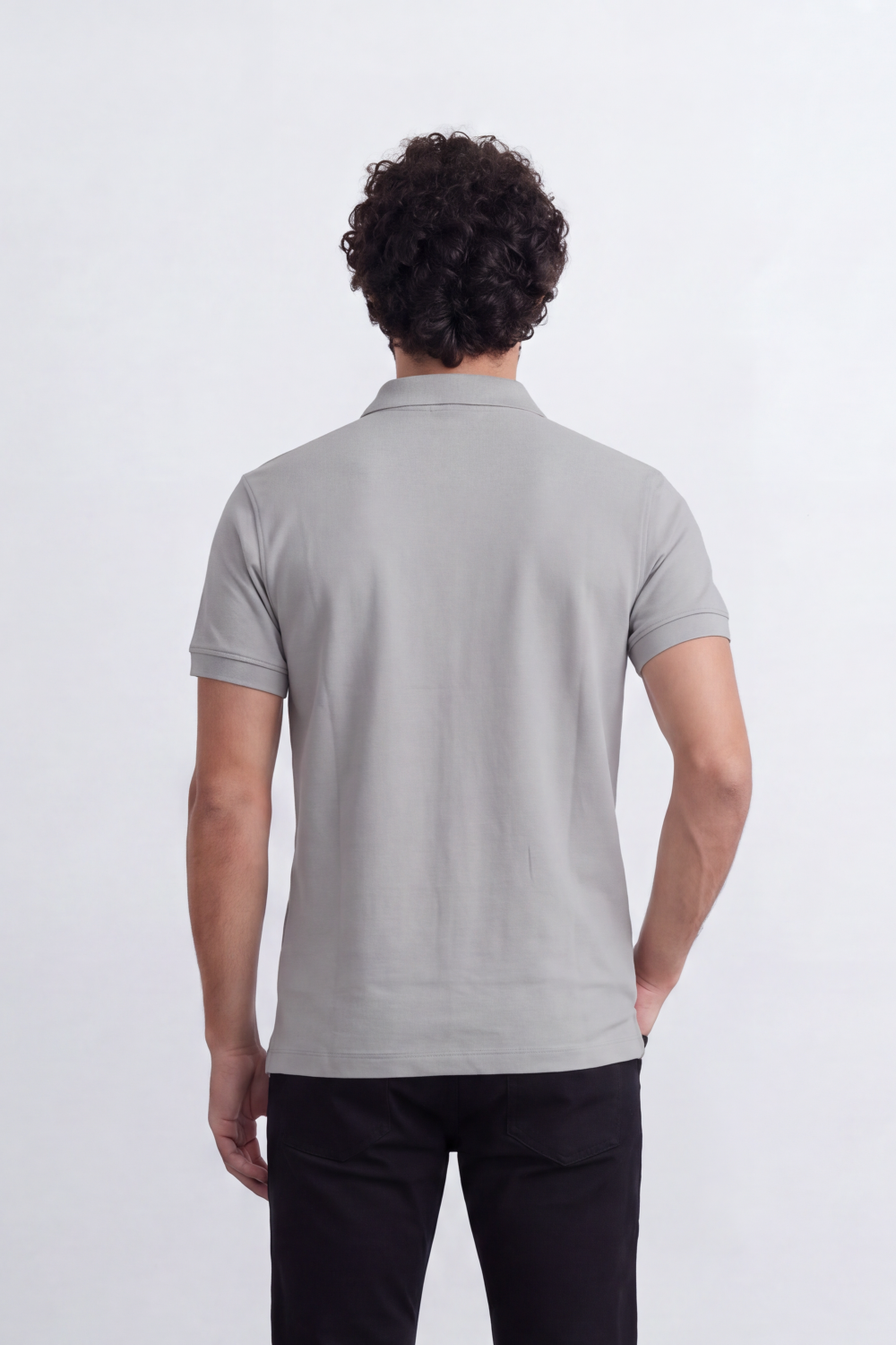 Men's Tomato Store Cotton Pique Polo T-Shirt Minimal Chest Badge Three-Button Placket Clean Collar Detail Tailored Slim Fit