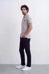 Men's Tomato Store Cotton Pique Polo T-Shirt Minimal Chest Badge Three-Button Placket Clean Collar Detail Tailored Slim Fit