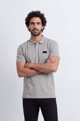 Men's Tomato Store Cotton Pique Polo T-Shirt Minimal Chest Badge Three-Button Placket Clean Collar Detail Tailored Slim Fit