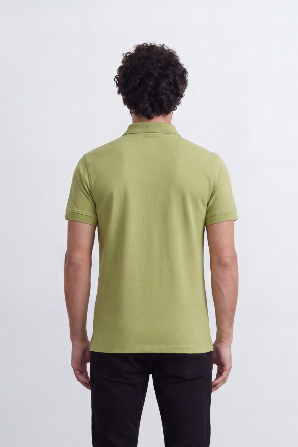 Men's Tomato Store Cotton Pique Polo T-Shirt Minimal Chest Badge Three-Button Placket Clean Collar Detail Tailored Slim Fit