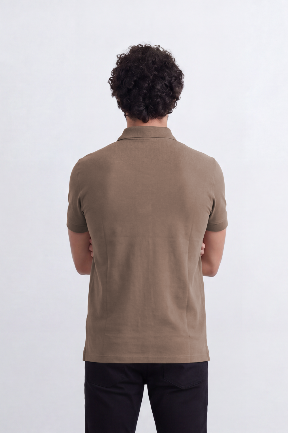 Men's Tomato Store Cotton Pique Polo T-Shirt Minimal Chest Badge Three-Button Placket Clean Collar Detail Tailored Slim Fit