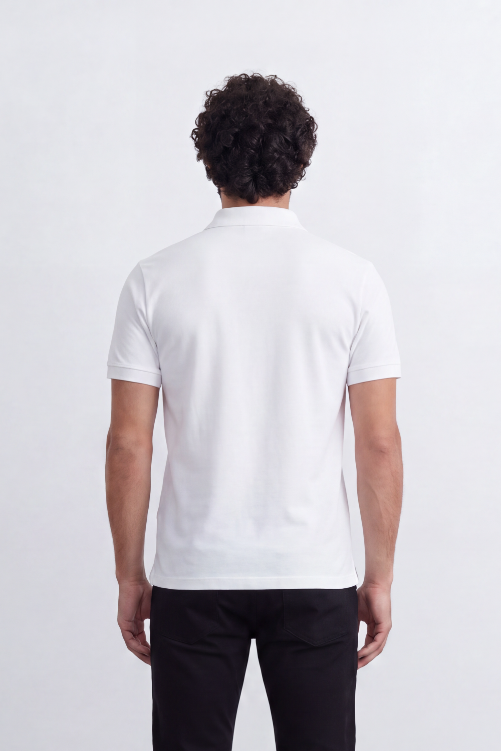 Men's Tomato Store Cotton Pique Polo T-Shirt Minimal Chest Badge Three-Button Placket Clean Collar Detail Tailored Slim Fit