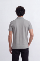 Men's Tomato Store Polo T-Shirt Minimal Chest Badge Three-Button Placket Clean Collar Detail Tailored Slim Fit