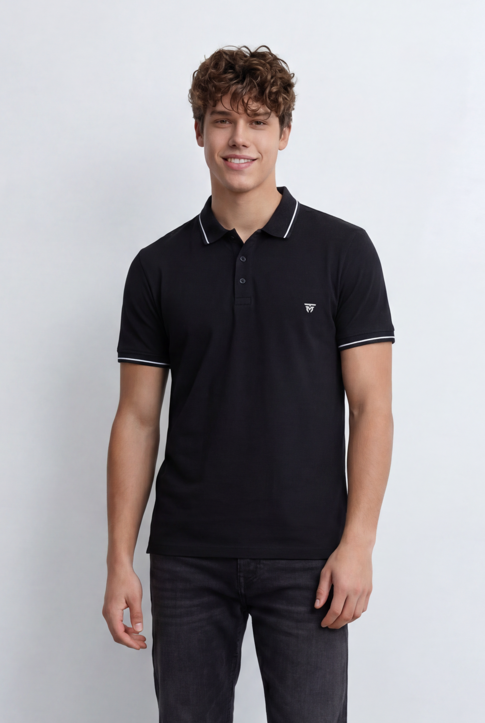 Men’s Tomato Store Polo Shirt Contrast Tipping Details Embroidered Chest Logo Slim Fit