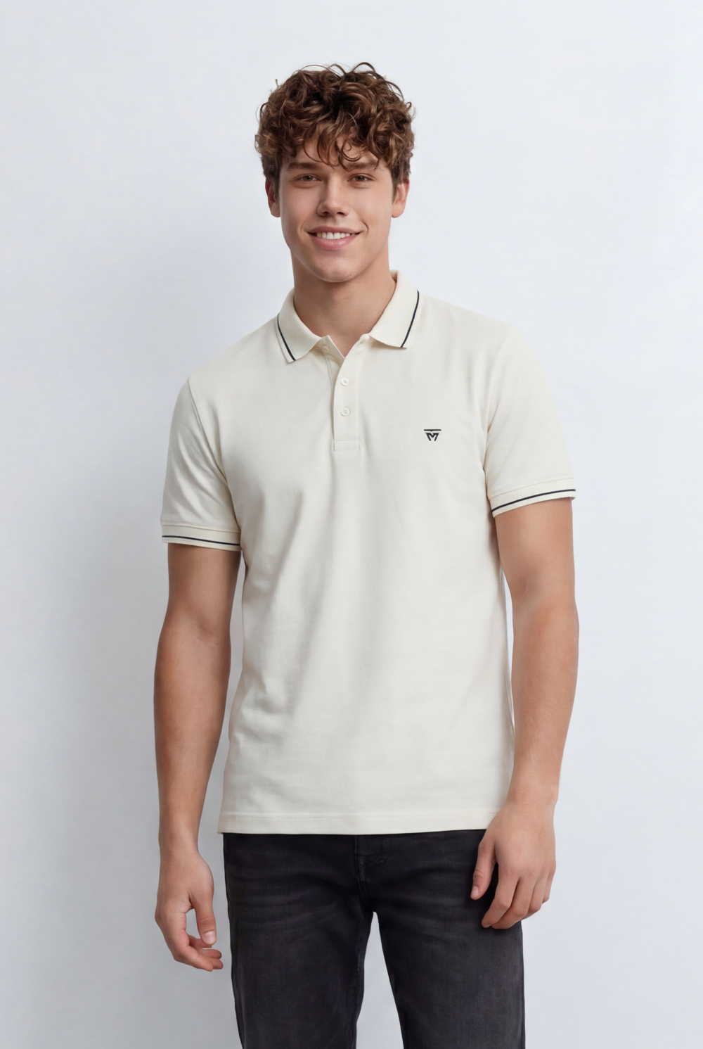 Men’s Tomato Store Polo Shirt Contrast Tipping Details Embroidered Chest Logo Slim Fit