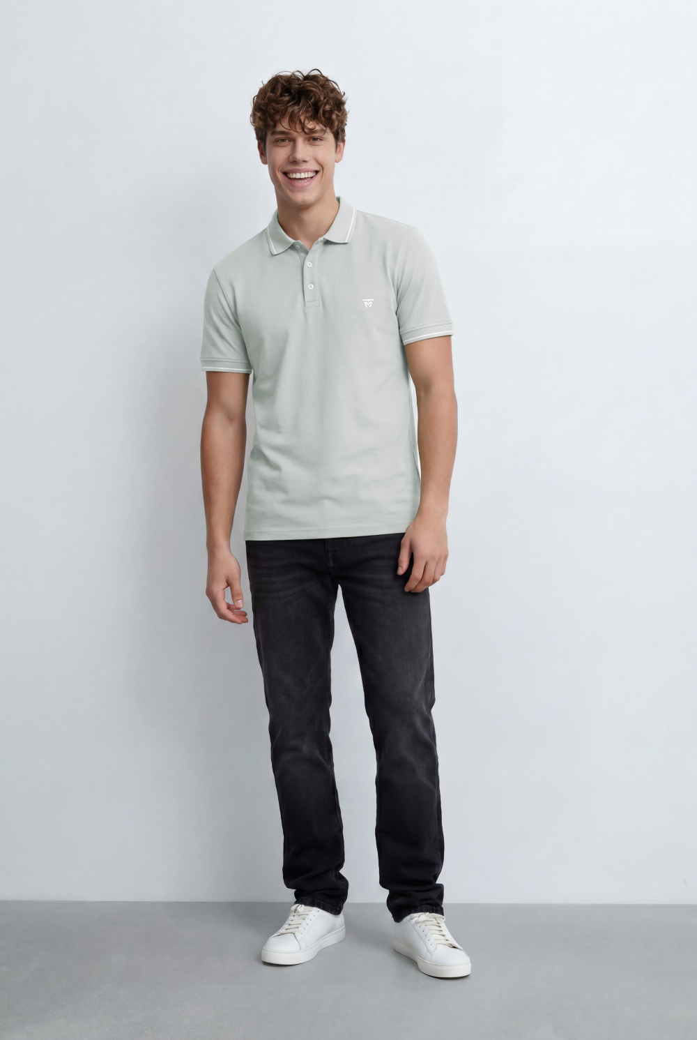 Men’s Tomato Store Polo Shirt Contrast Tipping Details Embroidered Chest Logo Slim Fit