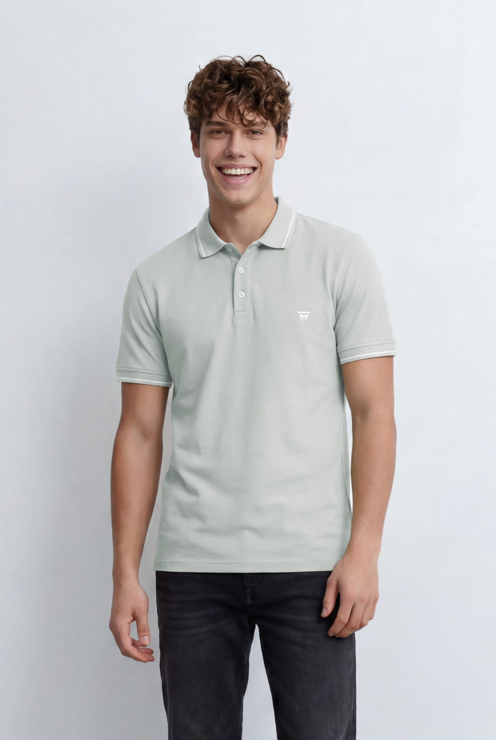 Men’s Tomato Store Polo Shirt Contrast Tipping Details Embroidered Chest Logo Slim Fit