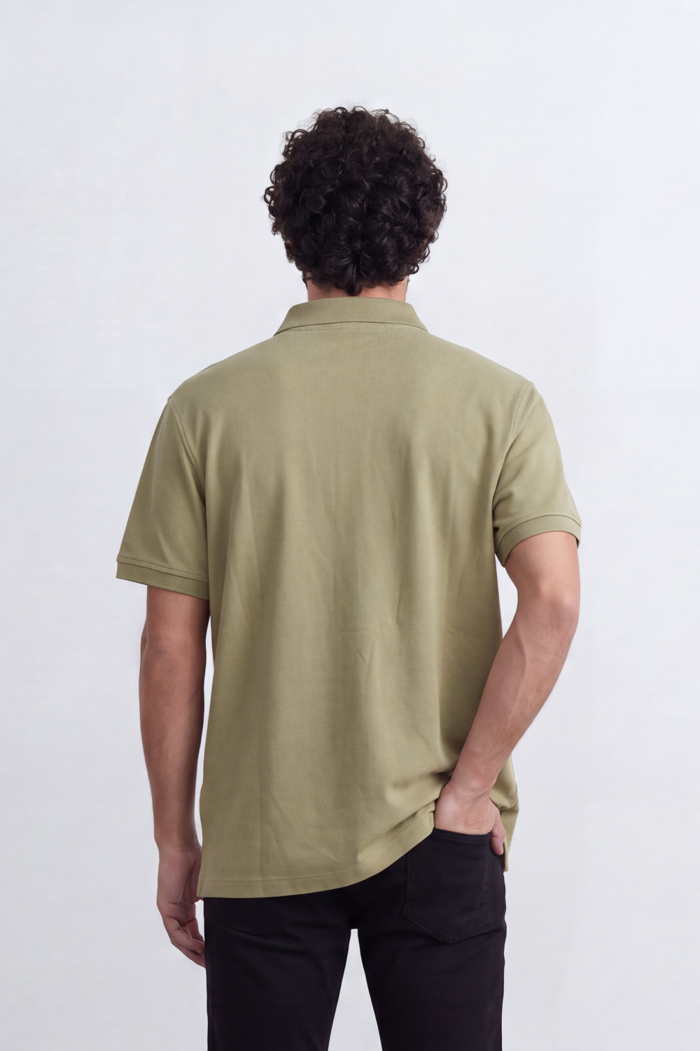 Men’s Tomato Store Signature Slim Fit Polo T-Shirt Tonal Chest Embroidery Button Placket Plain Surface Side Slit Hem Smart Casual Mood