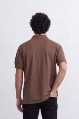 Men’s Tomato Store Signature Slim Fit Polo T-Shirt Tonal Chest Embroidery Button Placket Plain Surface Side Slit Hem Smart Casual Mood