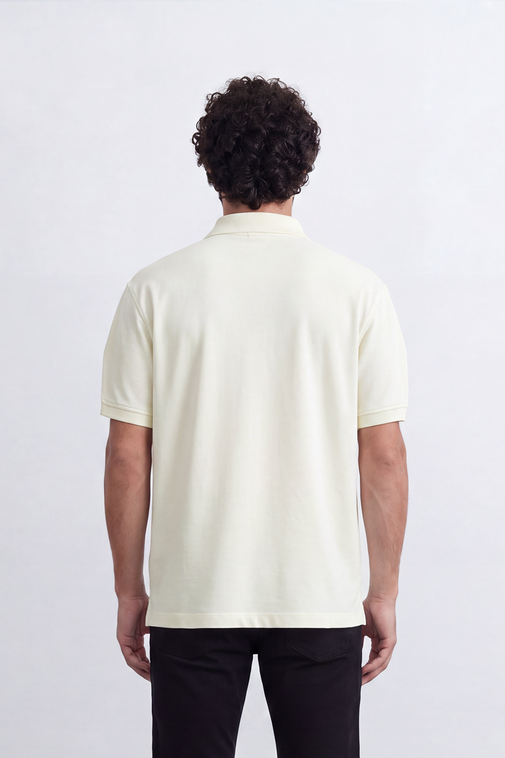 Men’s Tomato Store Signature Slim Fit Polo T-Shirt Tonal Chest Embroidery Button Placket Plain Surface Side Slit Hem Smart Casual Mood