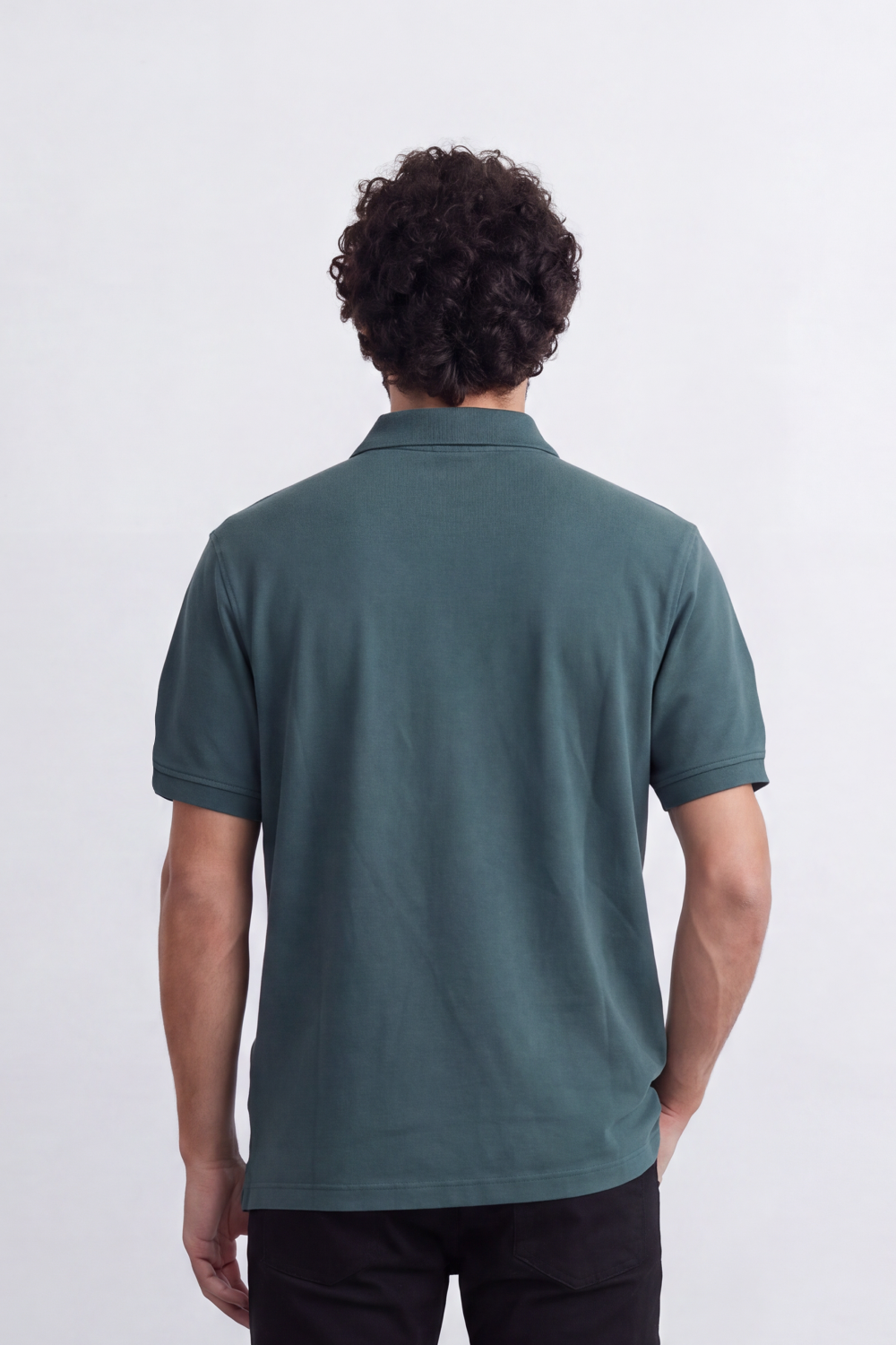 Men’s Tomato Store Signature Slim Fit Polo T-Shirt Tonal Chest Embroidery Button Placket Plain Surface Side Slit Hem Smart Casual Mood