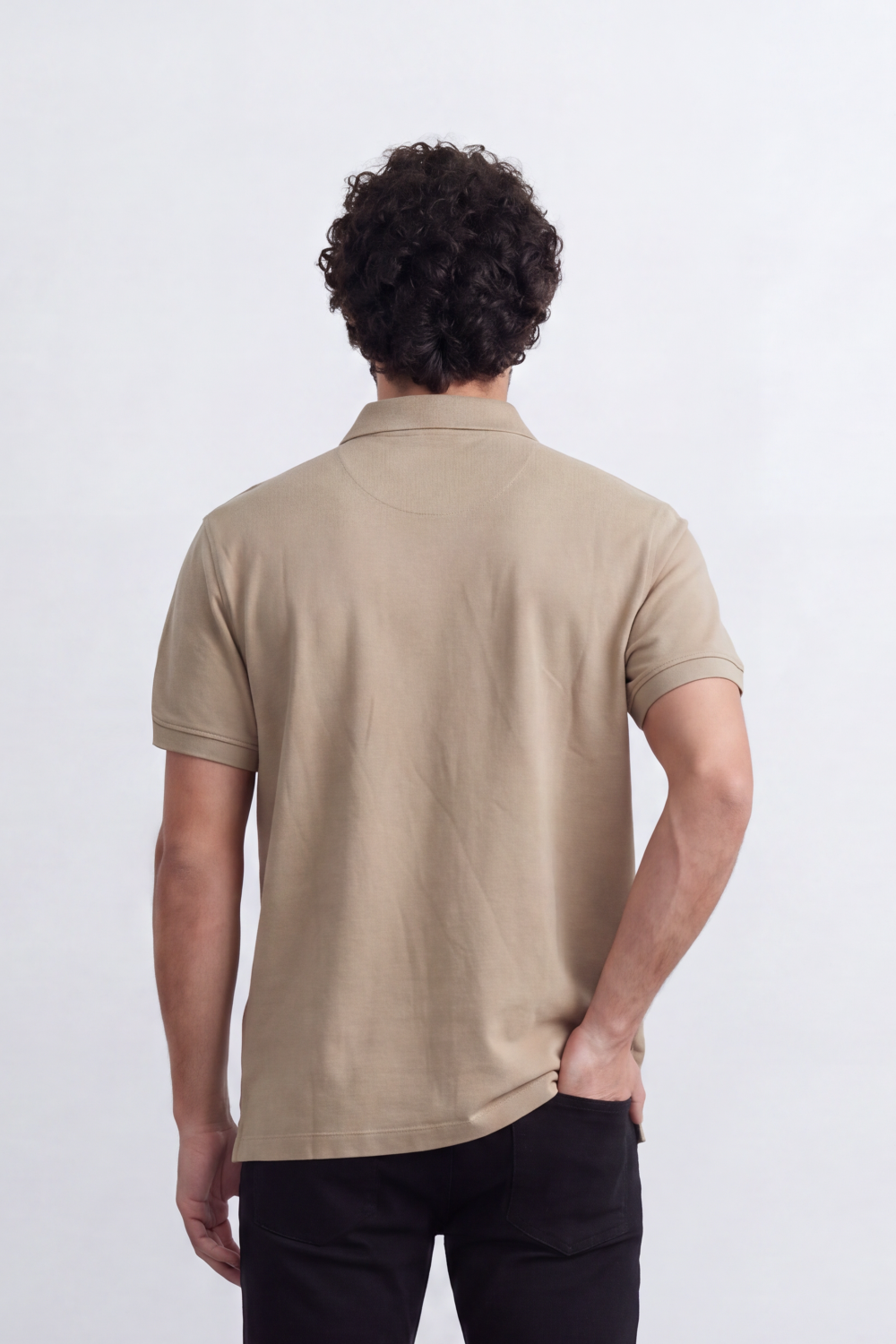 Men’s Tomato Store Signature Slim Fit Polo T-Shirt Tonal Chest Embroidery Button Placket Plain Surface Side Slit Hem Smart Casual Mood