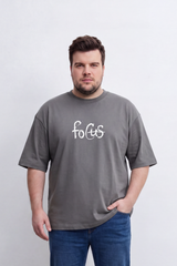 Men's Tomato Store Big Size Graphic T-Shirt Handwritten Focus Typography Drop Shoulder Box Fit