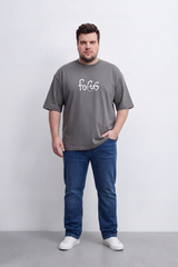 Men's Tomato Store Big Size Graphic T-Shirt Handwritten Focus Typography Drop Shoulder Box Fit