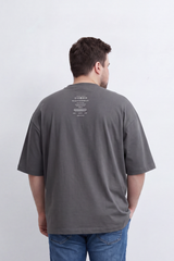 Men's Tomato Store Big Size Graphic T-Shirt Handwritten Focus Typography Drop Shoulder Box Fit