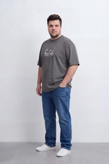 Men's Tomato Store Big Size Graphic T-Shirt Handwritten Focus Typography Drop Shoulder Box Fit