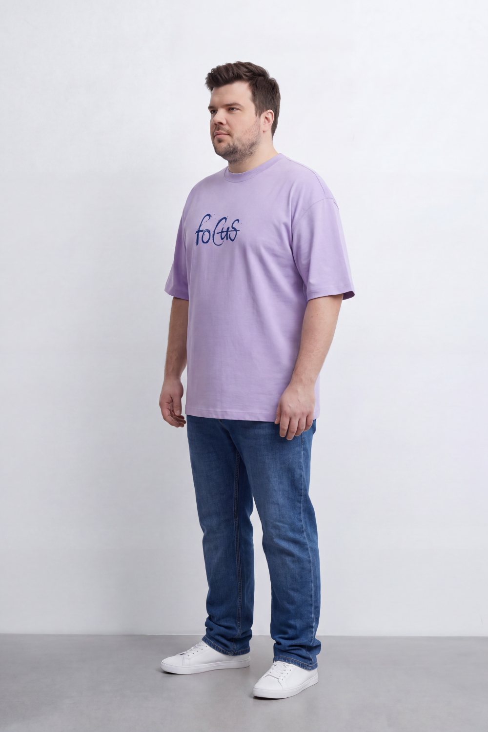 Men's Tomato Store Big Size Graphic T-Shirt Handwritten Focus Typography Drop Shoulder Box Fit