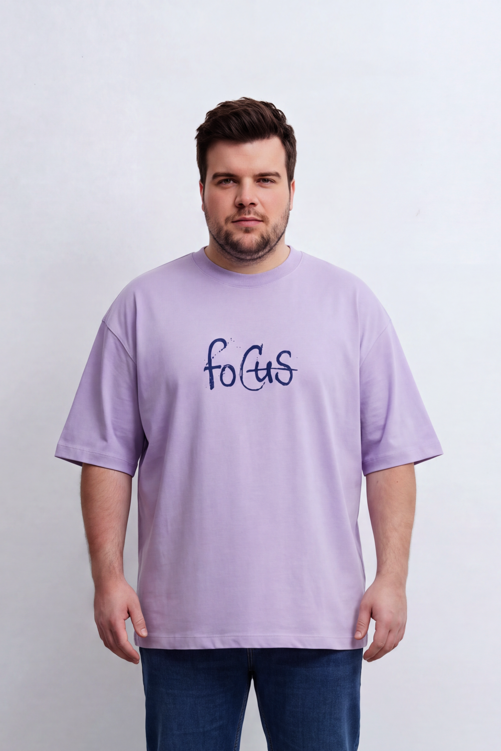 Men's Tomato Store Big Size Graphic T-Shirt Handwritten Focus Typography Drop Shoulder Box Fit