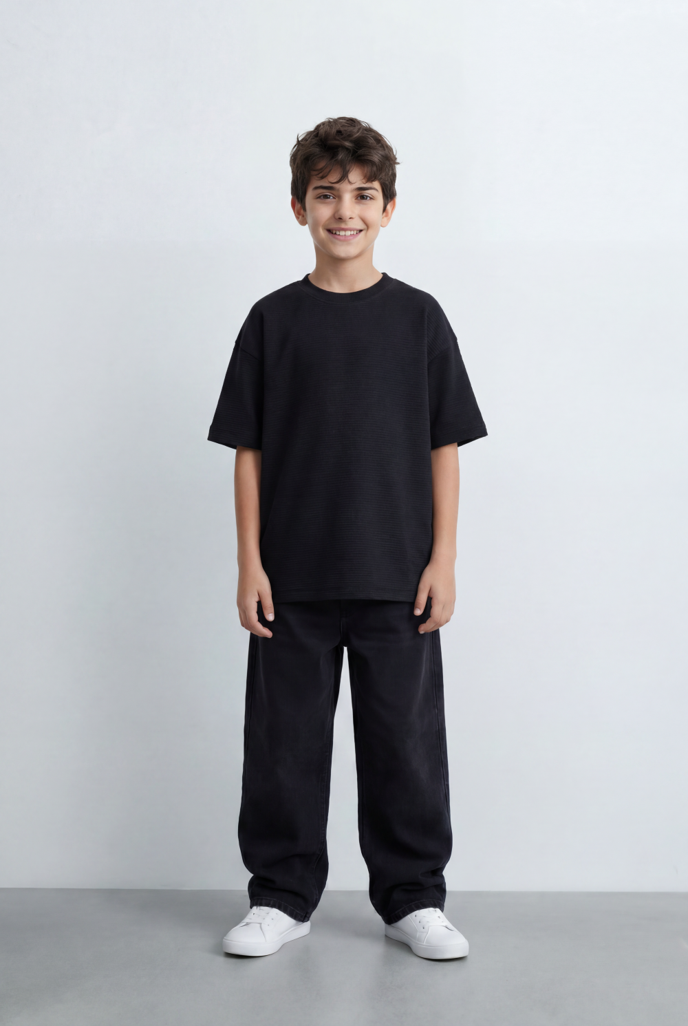 Boy’s Tomato Store Textured Oversized Basic T-Shirt Ribbed Knit Surface