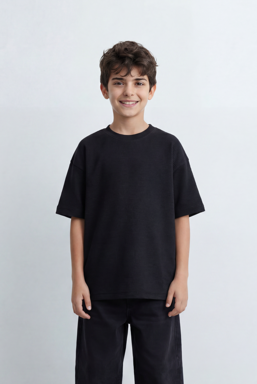 Boy’s Tomato Store Textured Oversized Basic T-Shirt Ribbed Knit Surface